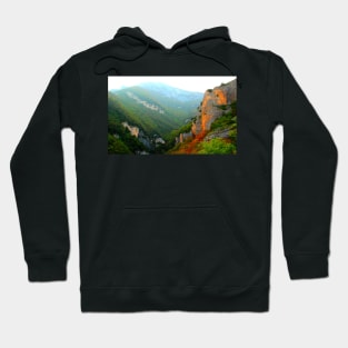 View at a mountain in the Eremo di Soffiano canyon, with Sibillini and foliage Hoodie